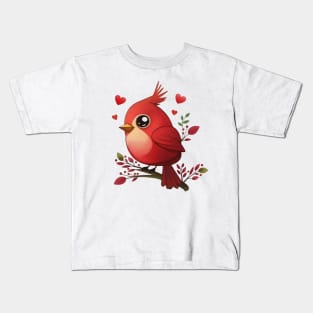 Lovey-Dovey Red Cardinal Yellow Kids T-Shirt